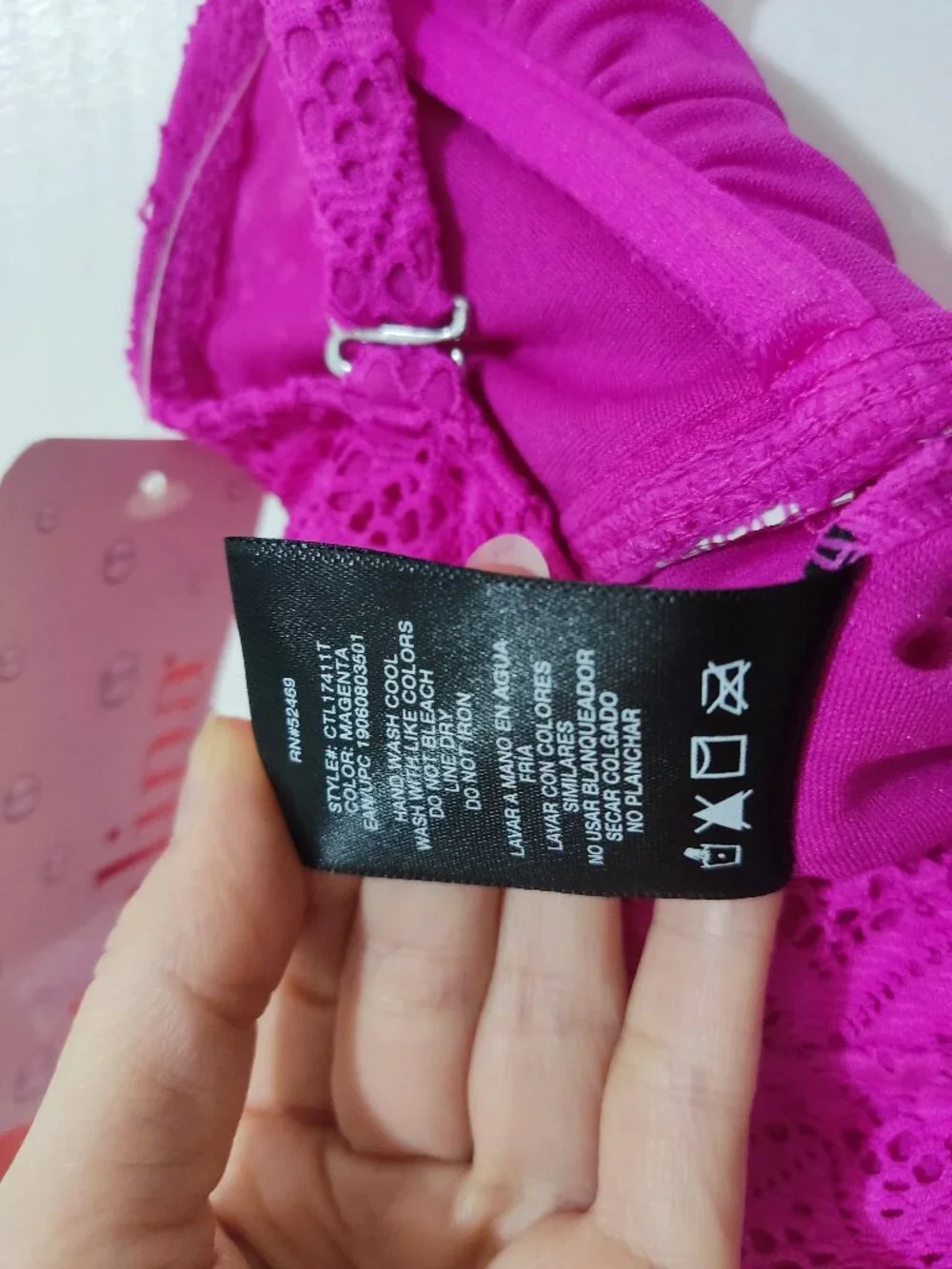 NWT Catalina Separates Fuchsia Crochet Lace Tankini Swim Top S 4-6 Padded